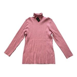 Ashley Stewart Pink Ribbed Turtleneck Sweater